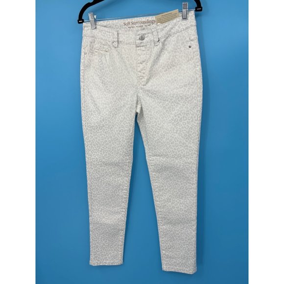 Soft Surroundings On The Prowl Animal Print Jean White Silver Size XS (2-4) NEW - Picture 2 of 7